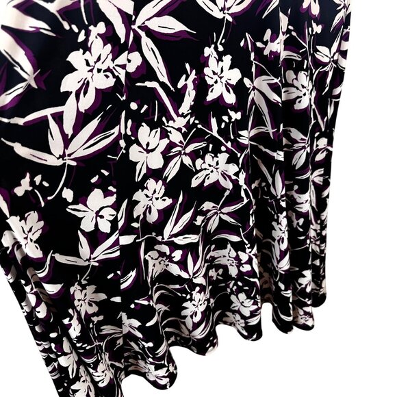 Chaps Size L Womens Floral Maxi Dress  Navy & Purple & White - Picture 13 of 16